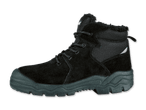 Schwarzer Arbeitsstiefel mit Schnürsenkeln und robuster Sohle