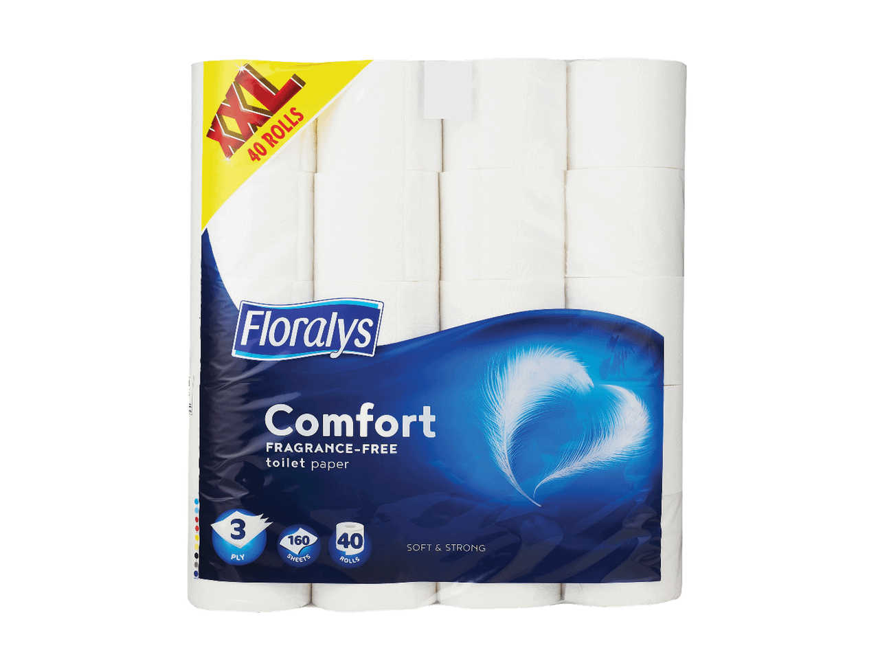Floralys Comfort 40 ritinėlių, 3 sluoksnių, bekvapis tualetinis popierius