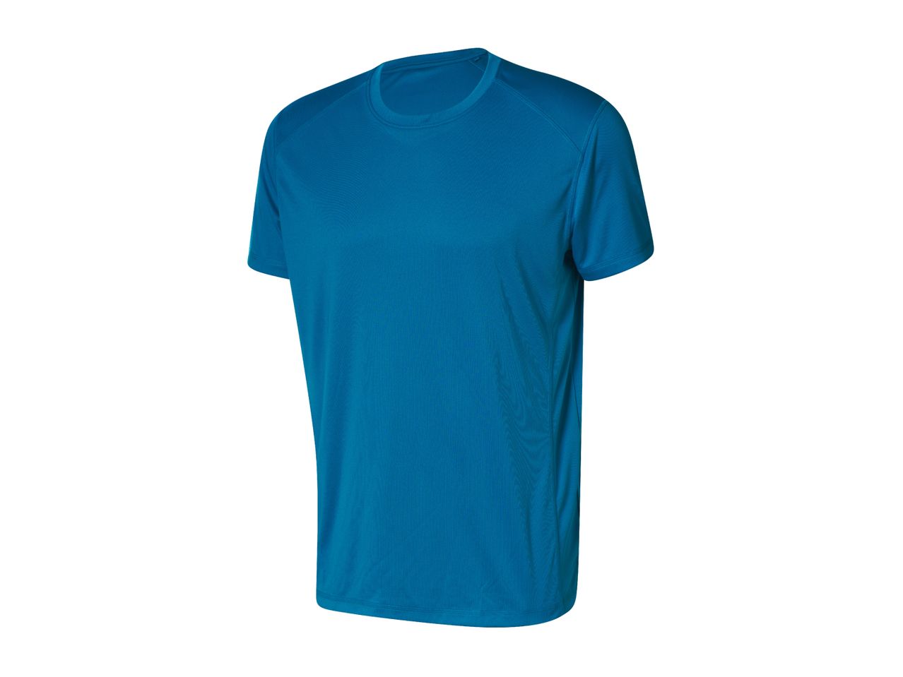 Blue short-sleeved sports t-shirt with a round neck