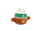 Squishmallows plush toy shaped like a green coffee cup with whipped cream and a straw.