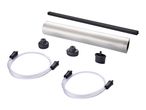 Vacuum sealer accessories including a roll of vacuum film, hoses, and various stoppers.