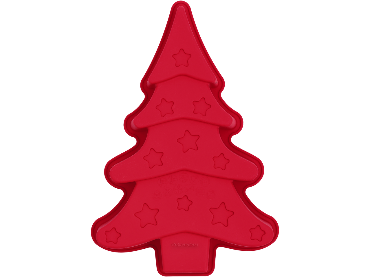 Sarkana Silvercrest® silikona forma Ziemassvētku eglītes formā ar zvaigznītēm, saldumiem vai konfektēm.
