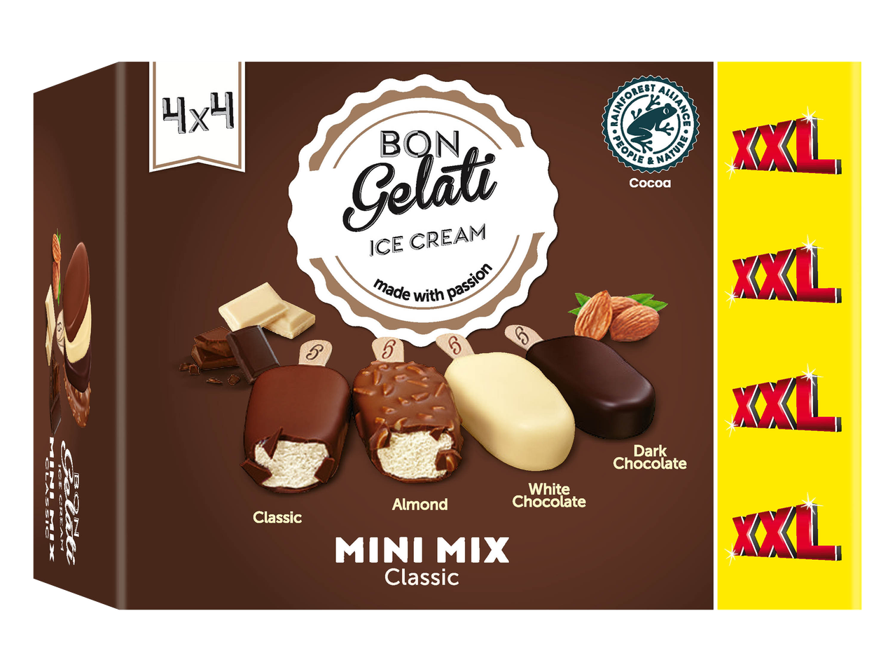 Confezione Bon Gelati Mini Mix con quattro mini gelati assortiti.