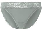 Slip da donna in cotone verde salvia con bordo in pizzo.