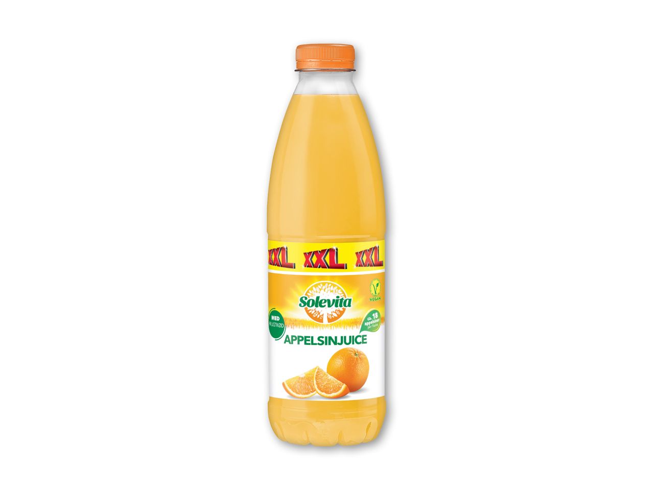 En flaske Elviras appelsinjuice.