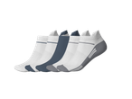Cinco pares de meias capri desportivas CRIVIT para mulher em branco, cinzento e azul escuro