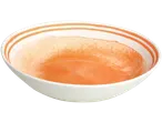 Tigela TOGNANA com riscas laranja e interior laranja.