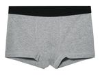 Grey boxer shorts with a black waistband.