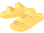 Žute ESMARA Natikače sandale s kopčama, pogled odozgo.