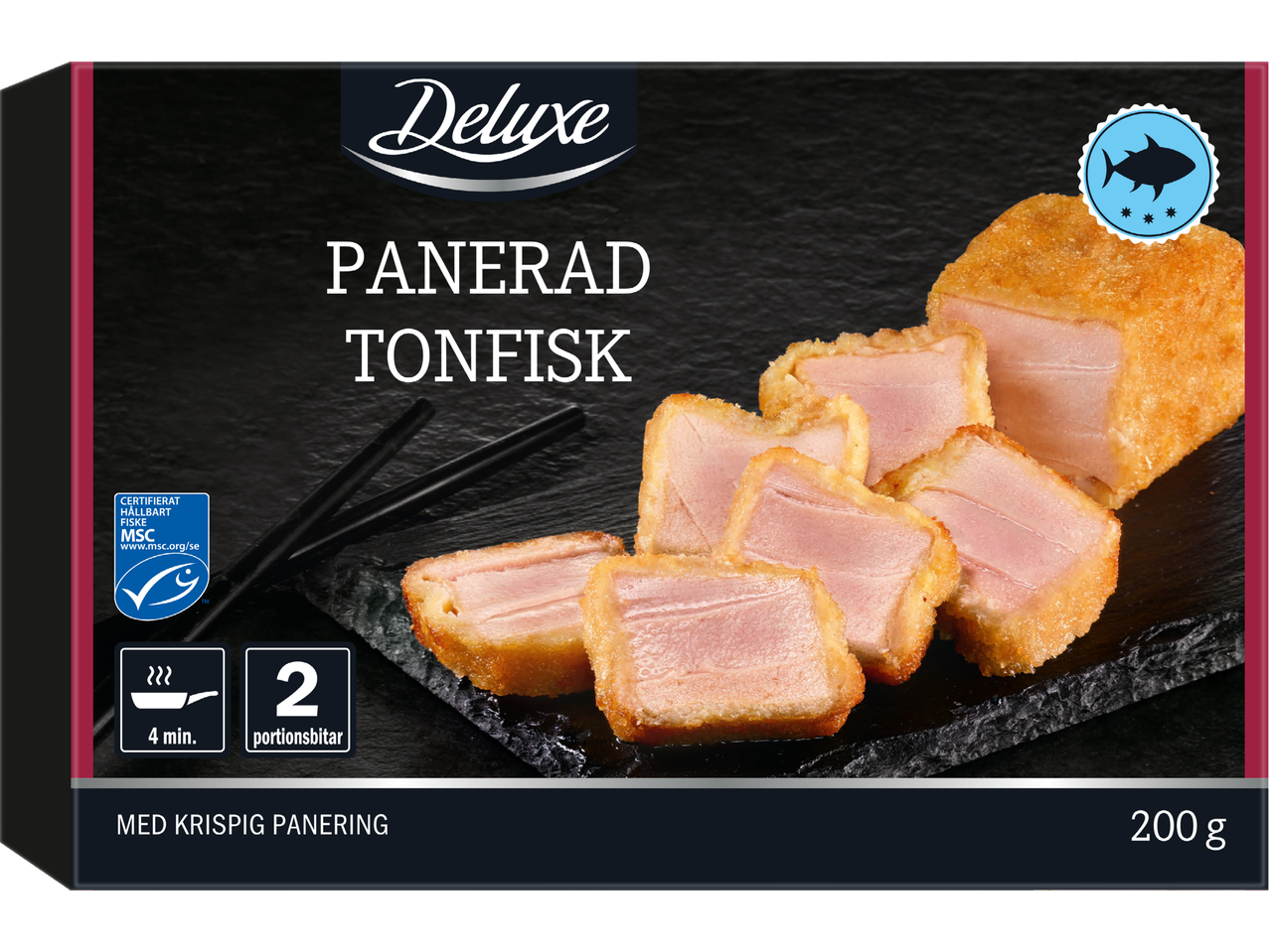 Deluxe panerad tonfisk (200g), fryst.