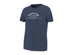 Dark blue men's t-shirt with the text 'SPORTS CLUB Love for Leisure' and a description below.