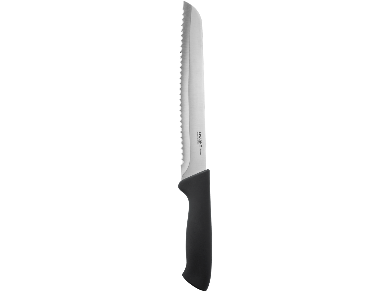 Livarno Home bread knife with serrated blade and black handle.