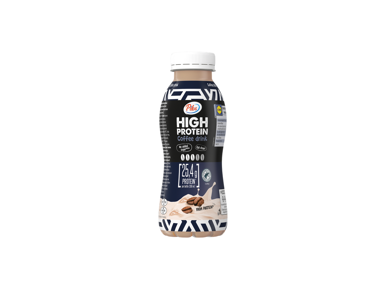 Băutură de cafea Pilos High Protein, bogată în proteine, fără zahăr adăugat și fără grăsimi.