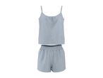 Light blue women's pajama set with a camisole top and shorts