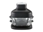 Black and transparent food steamer on a white background