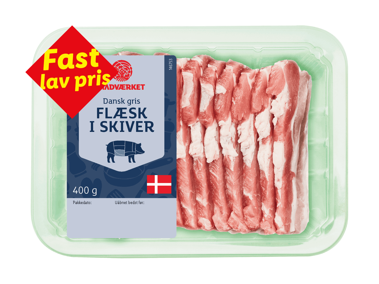 Stegeflæsk i skiver