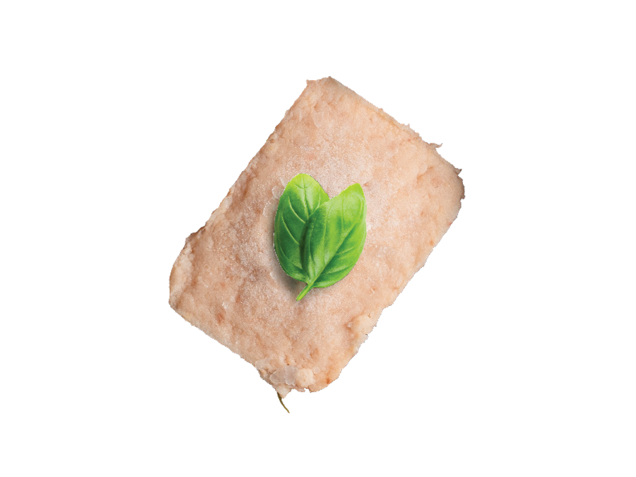 Vištienos filė gabalėlis su baziliko lapeliais.