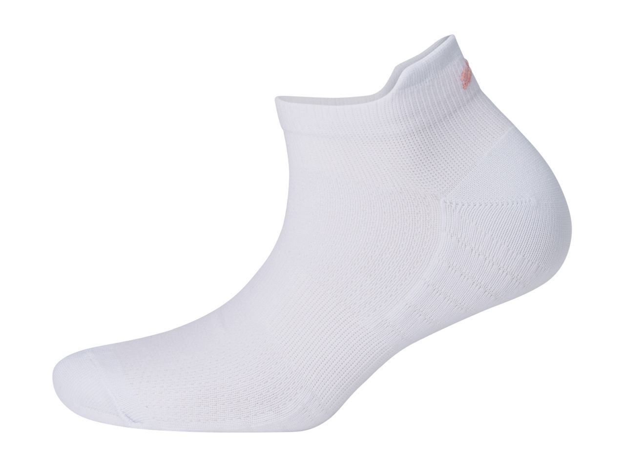 White ankle sock with a small pink detail on the cuff.