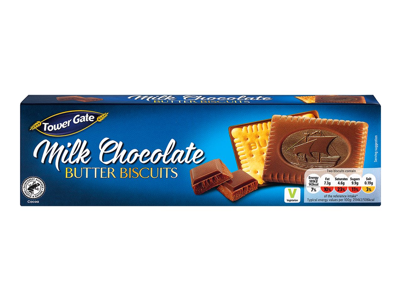 Tower Gate milk chocolate butter biscuits.
