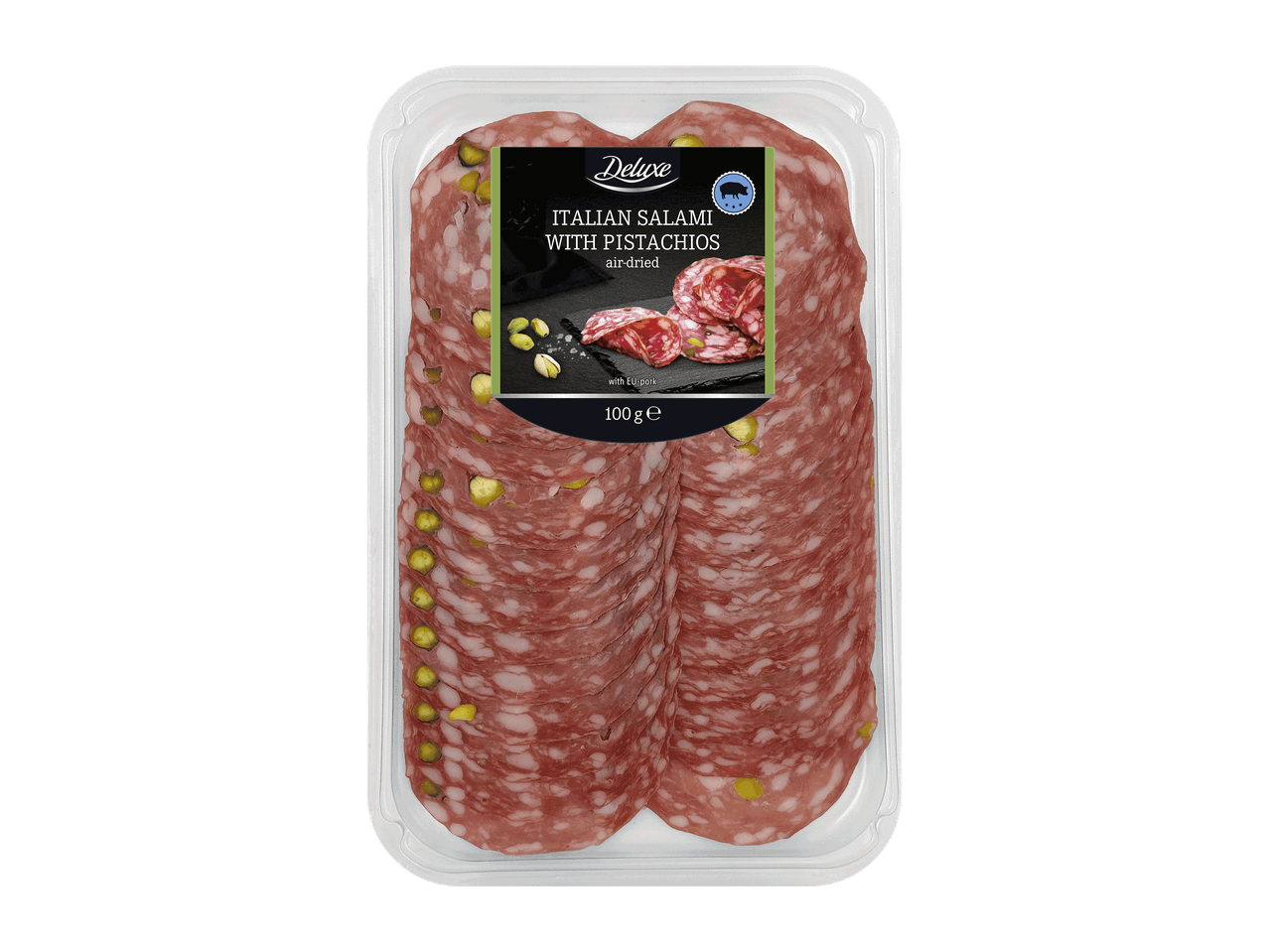 Deluxe itāļu saldā salami ar pistācijām, gaisā žāvēta, 100g