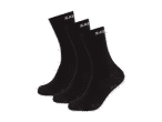 Drei Paar schwarze Socken.