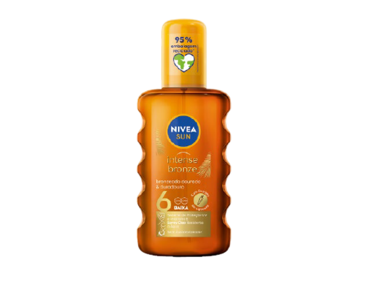 Óleo bronzeador intenso com fator de proteção solar 6, para um bronzeado dourado e duradouro.