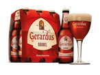 Gerardus Dubbel bier in flesjes en glas.