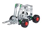 A small metal construction toy forklift.