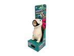 Axolotl popper toy in packaging, featuring a white axolotl with pink gills and blue eyes.