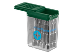 Parkside® bitset in een transparante doos met groene deksel.