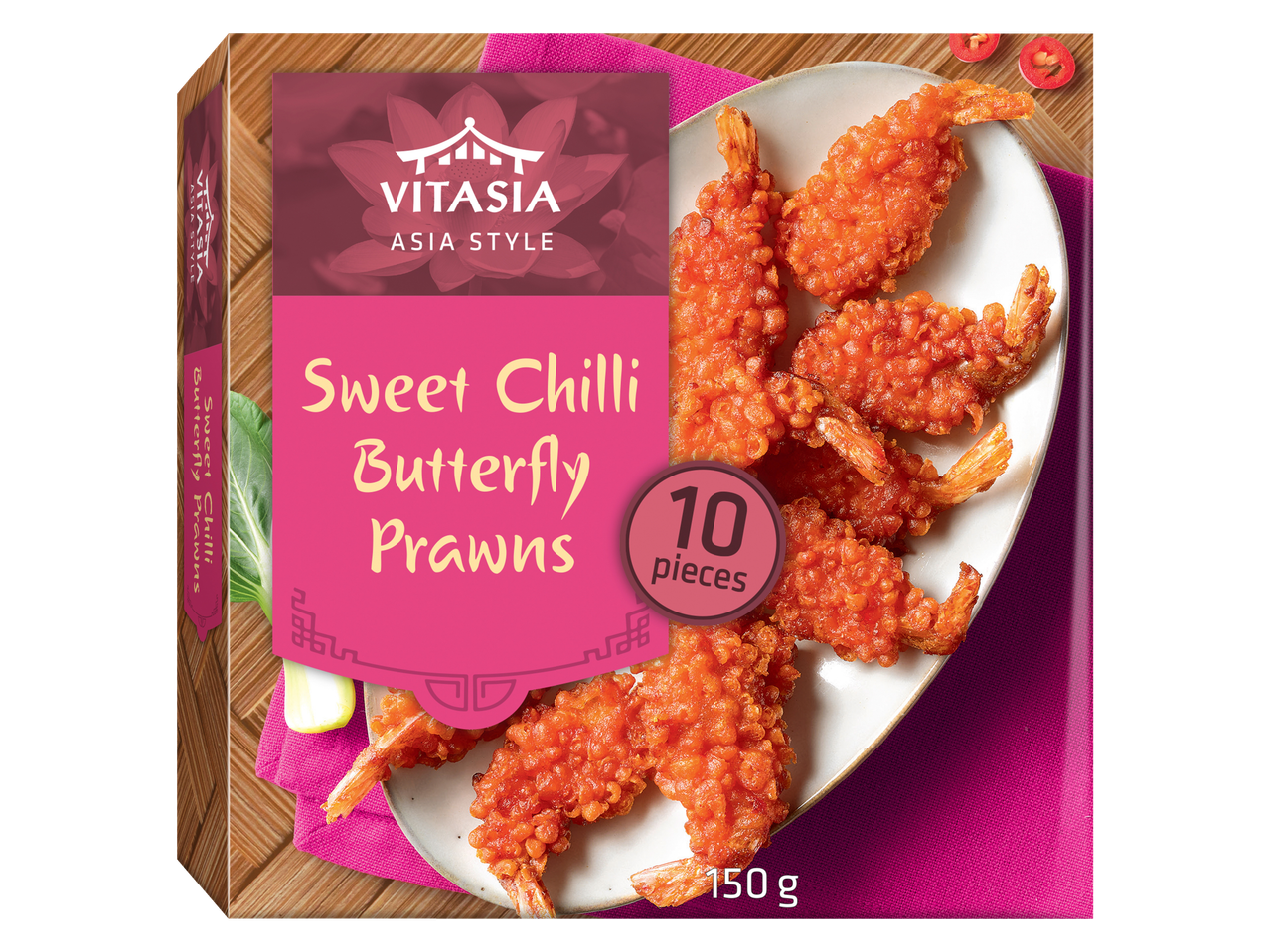 Vitasia Sweet Chilli Butterfly Garnalen, 10 stuks, 150g.