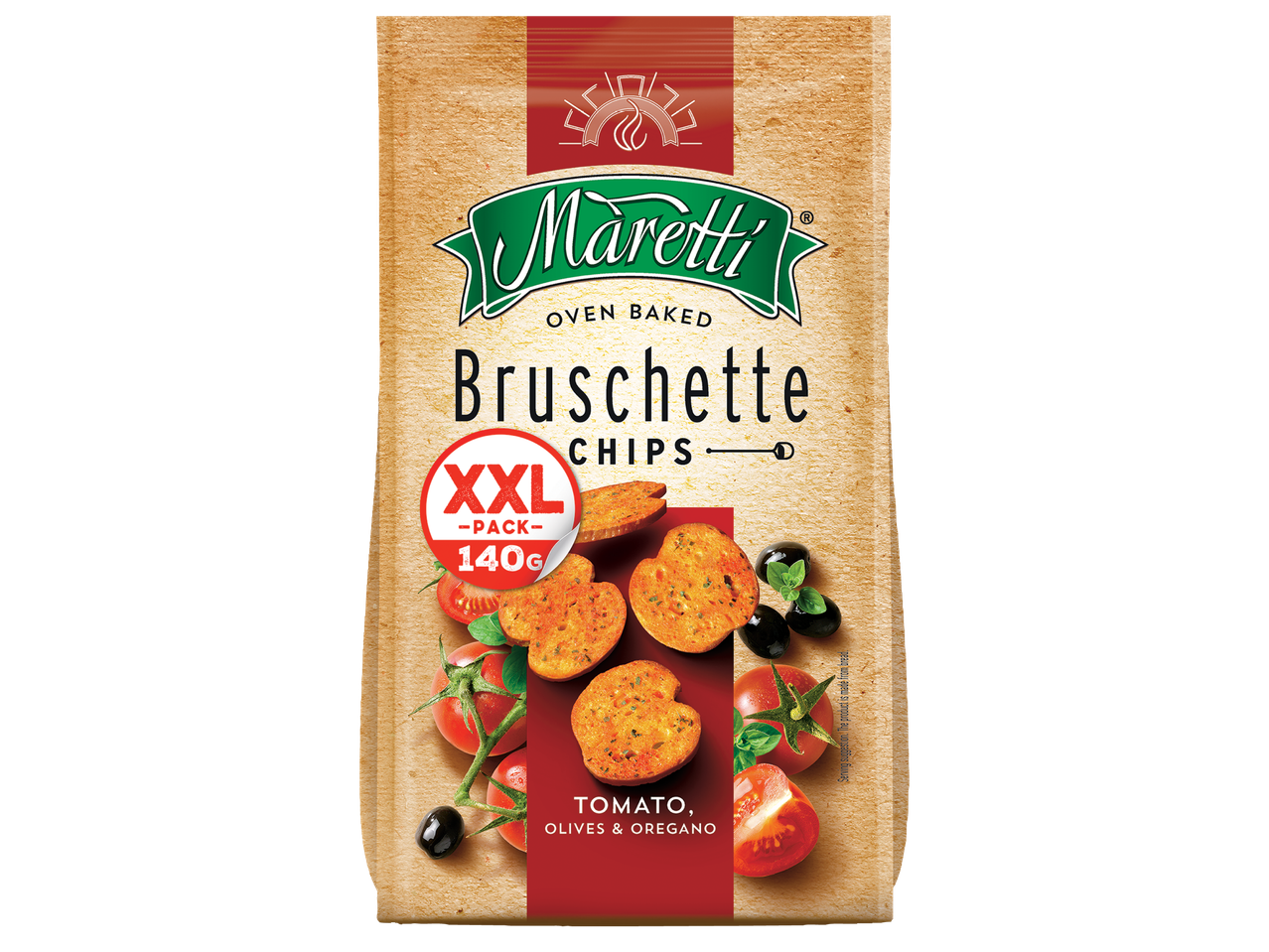 Пакет с печени брускети с вкус на домати, маслини и риган, 140 г.