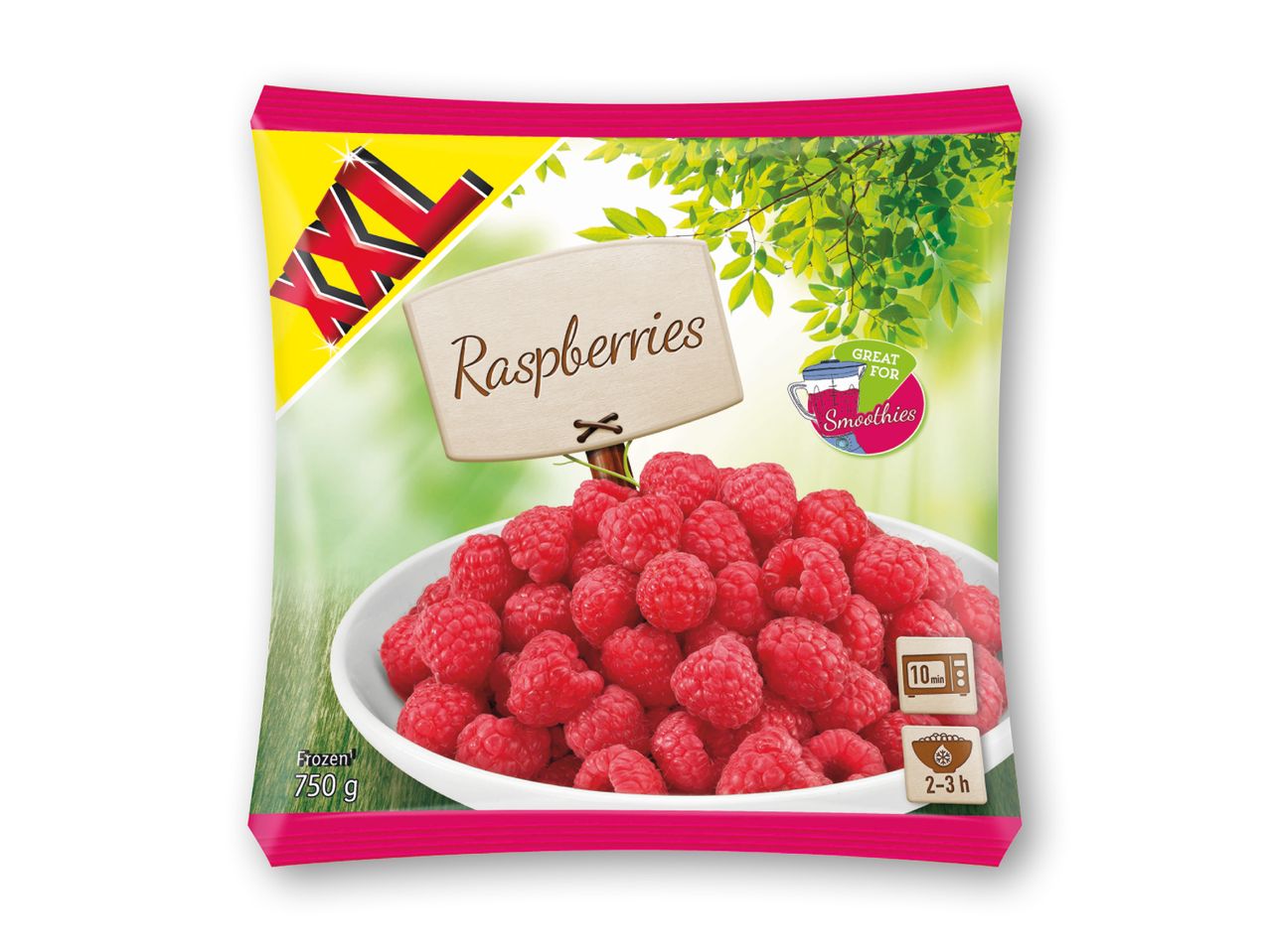 XL frosne hindbær (750g), perfekt til smoothies.
