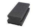 Dark grey foam applicator pad for car care, with a contoured grip.
