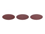 Three oval-shaped sanding discs in varying shades of reddish-brown, arranged horizontally.