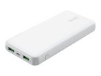 White power bank with multiple USB ports and power indicator lights.