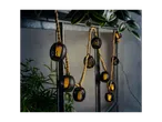 Outdoor lighting: Black lanterns with LED candles on rope