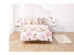 Floral bedding set in pink and white.