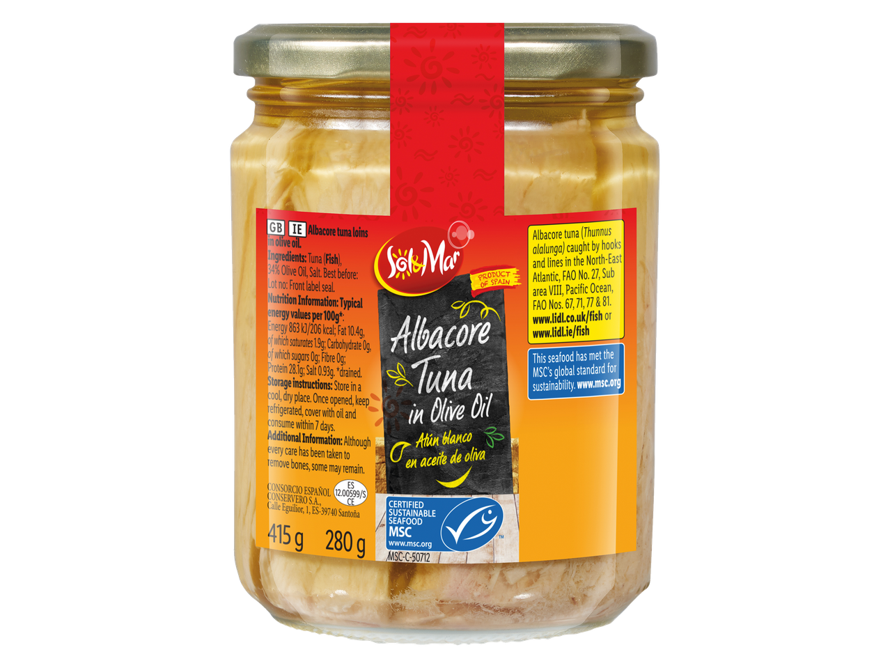 Sol&Mar Albacore Tuna in olive oil: Spanish product, MSC certified.
