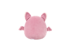Pink plush toy with wings and ears, viewed from the back.