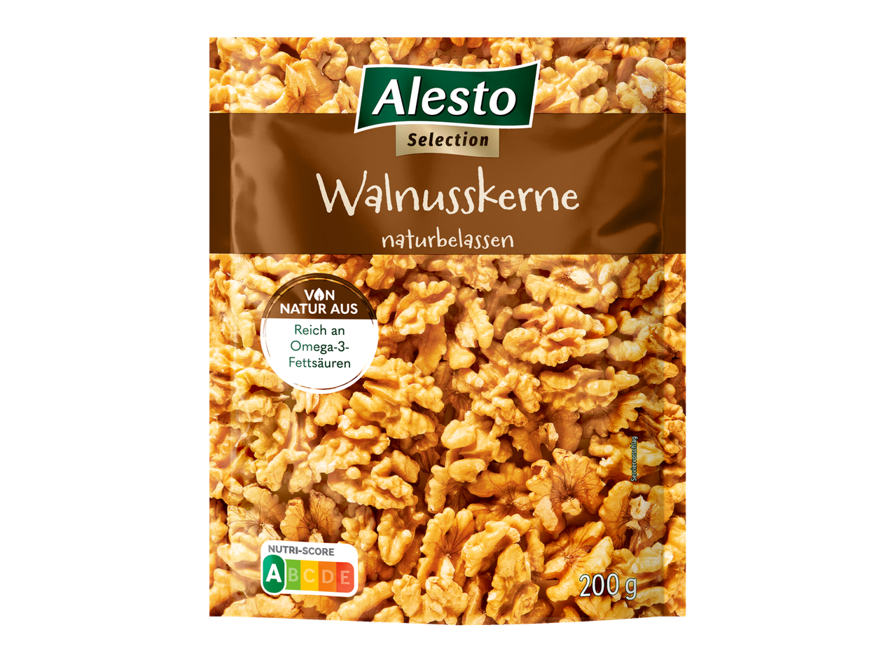 200g Alesto Selection Walnusskerne, naturbelassen, reich an Omega-3-Fettsäuren.