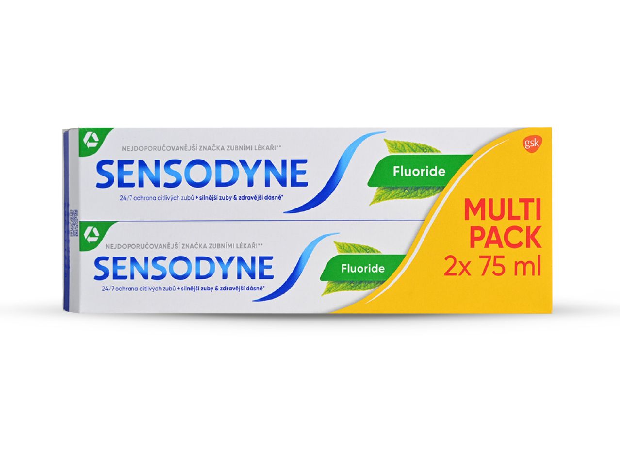 Sensodyne pasta za zube s fluorom u pakiranju od 2x75 ml.