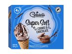 Gelatelli Super Soft: 4 ice cream cones with chocolate and cookies.