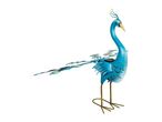 Solar-powered peacock garden ornament.