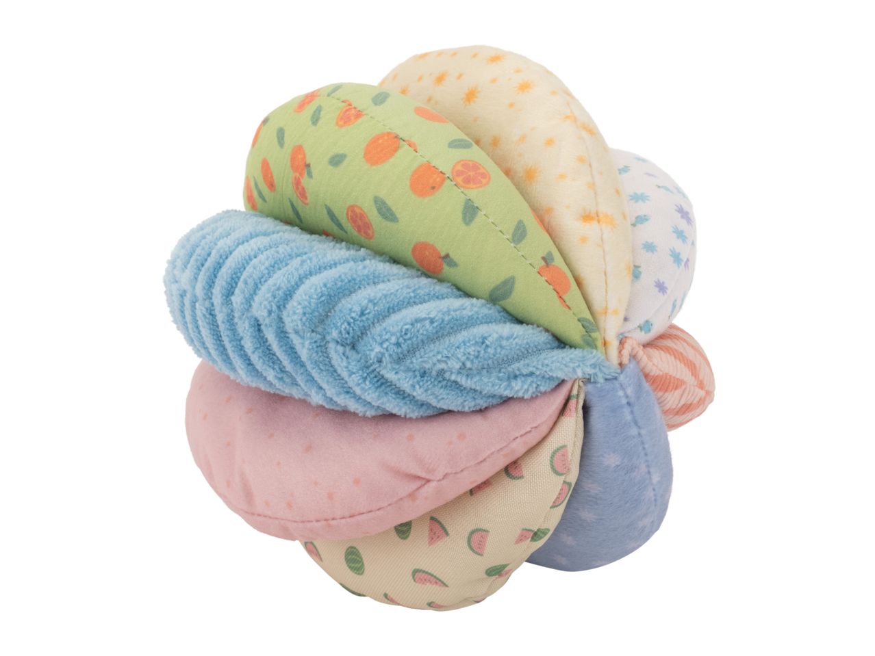 Colorful baby soft ball with various patterns and textures