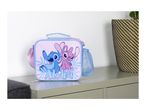 Pink lunch bag with blue Stitch and pink Angel characters, and 'Aloha' text.