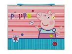 Peppa Pig-themed pink and teal children's storage box.
