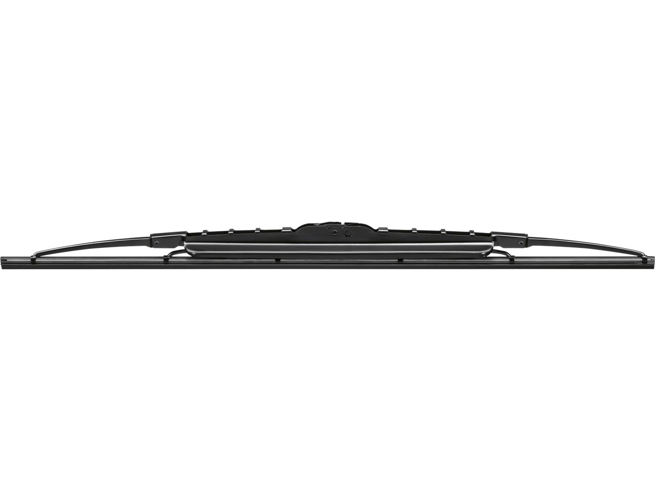 A black windshield wiper blade with a flat, aerodynamic design.