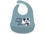 Șorț din silicon pentru bebeluși Mickey Mouse, de culoare bleumarin.