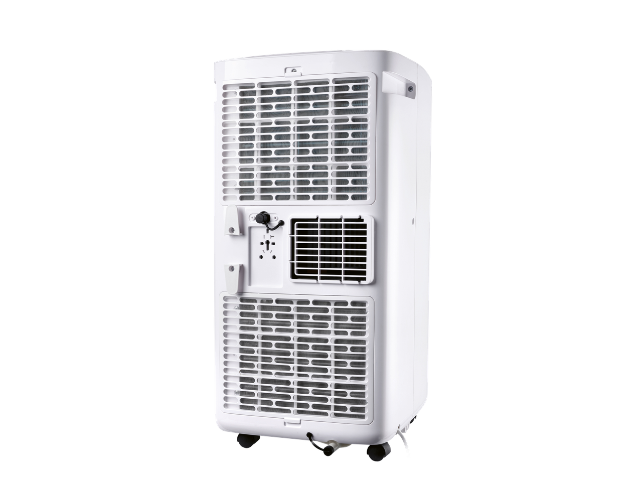 Partea din spate a aparatului de aer condiționat mobil TRONIC cu grile de ventilație și roți.